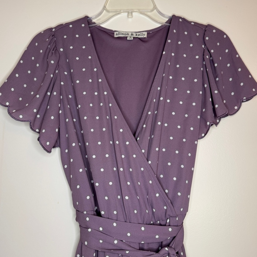 Allison & Kelly Lavender Polka Dot Wrap Dress